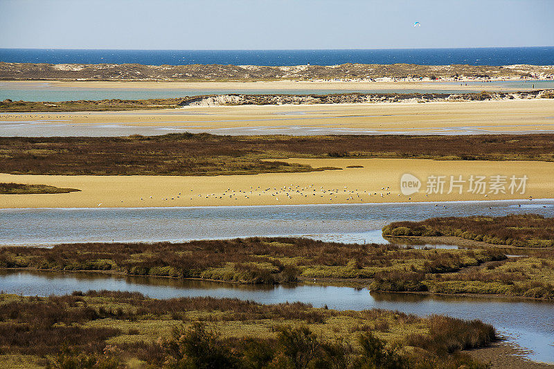 Baldaio  lagoon, marshes and beach in Carballo, A Coru?a province, Galicia, Spain.